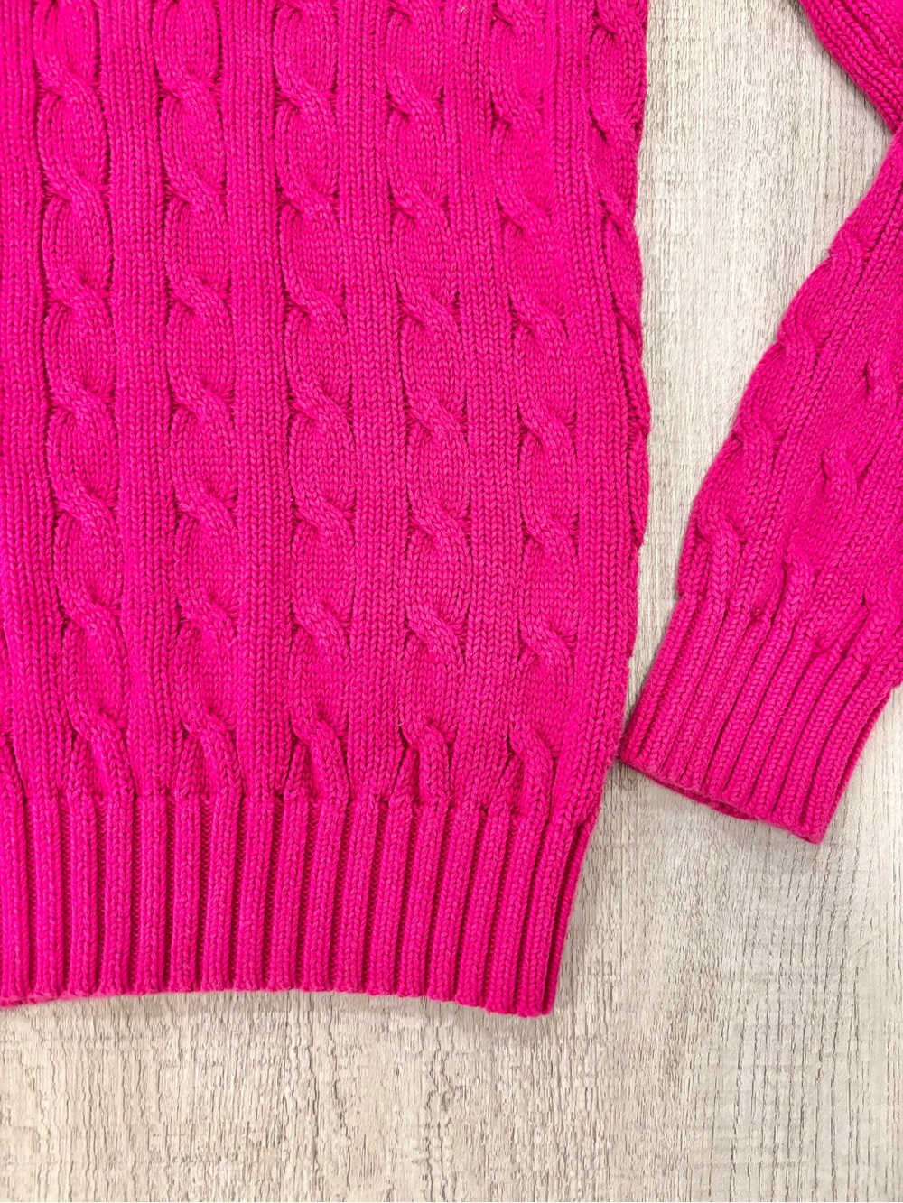 Ralph Lauren Vintage Pink V-Neck Cable Knit Sweater Small - Picture 4 of 7